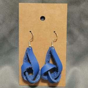 Blue Knot Leather Earrings