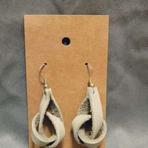 Gray Knot Leather Earrings